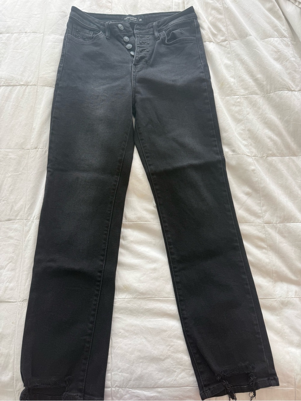 Just Black Washed Black Straight-Leg Button-Fly Jeans